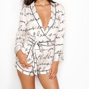 Victoria Secret: Faux Wrap Satin Romper
